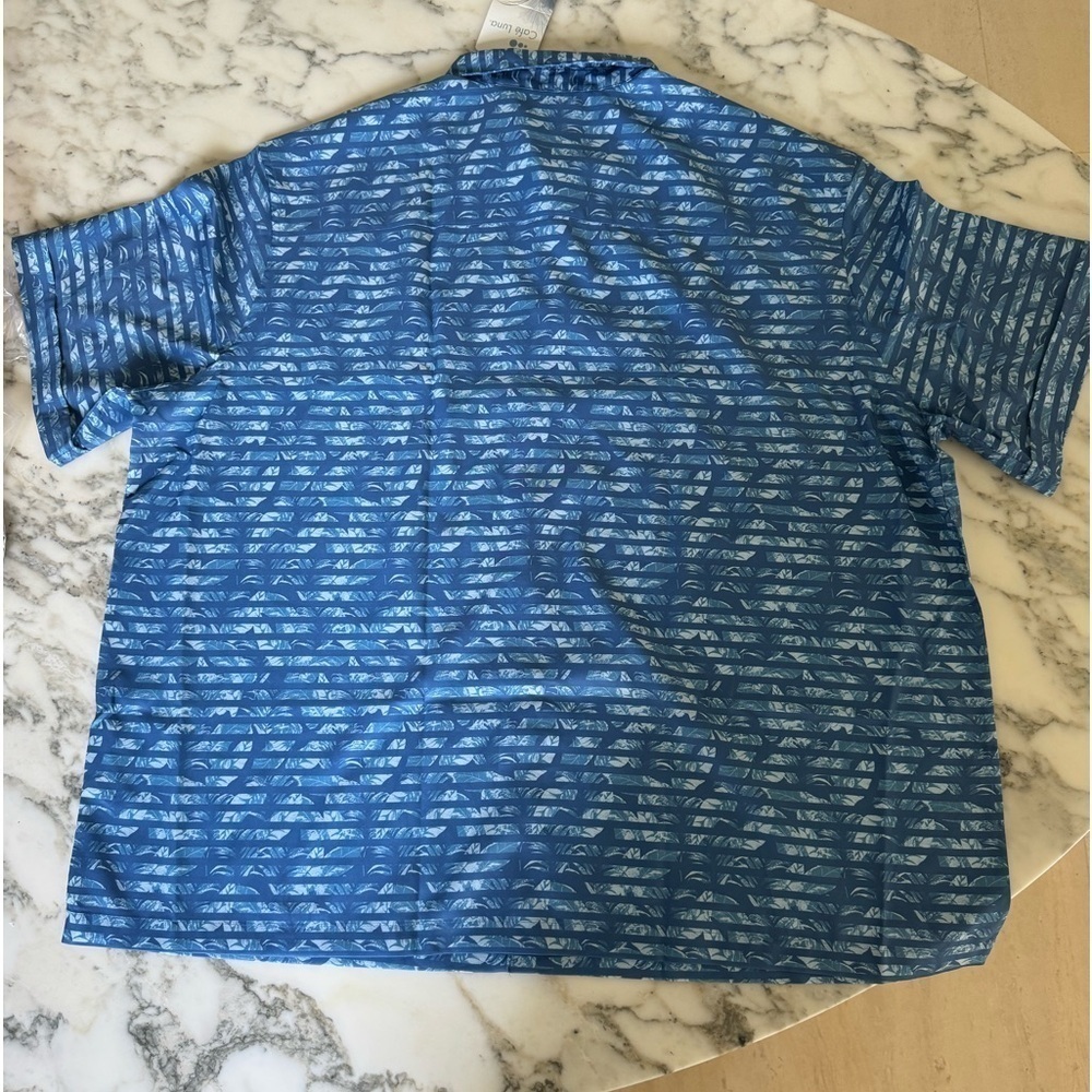 NWT Café Luna Light Blue Spring Break Shirt 3XL | Short Sleeve Tropical Style - Picture 4 of 8